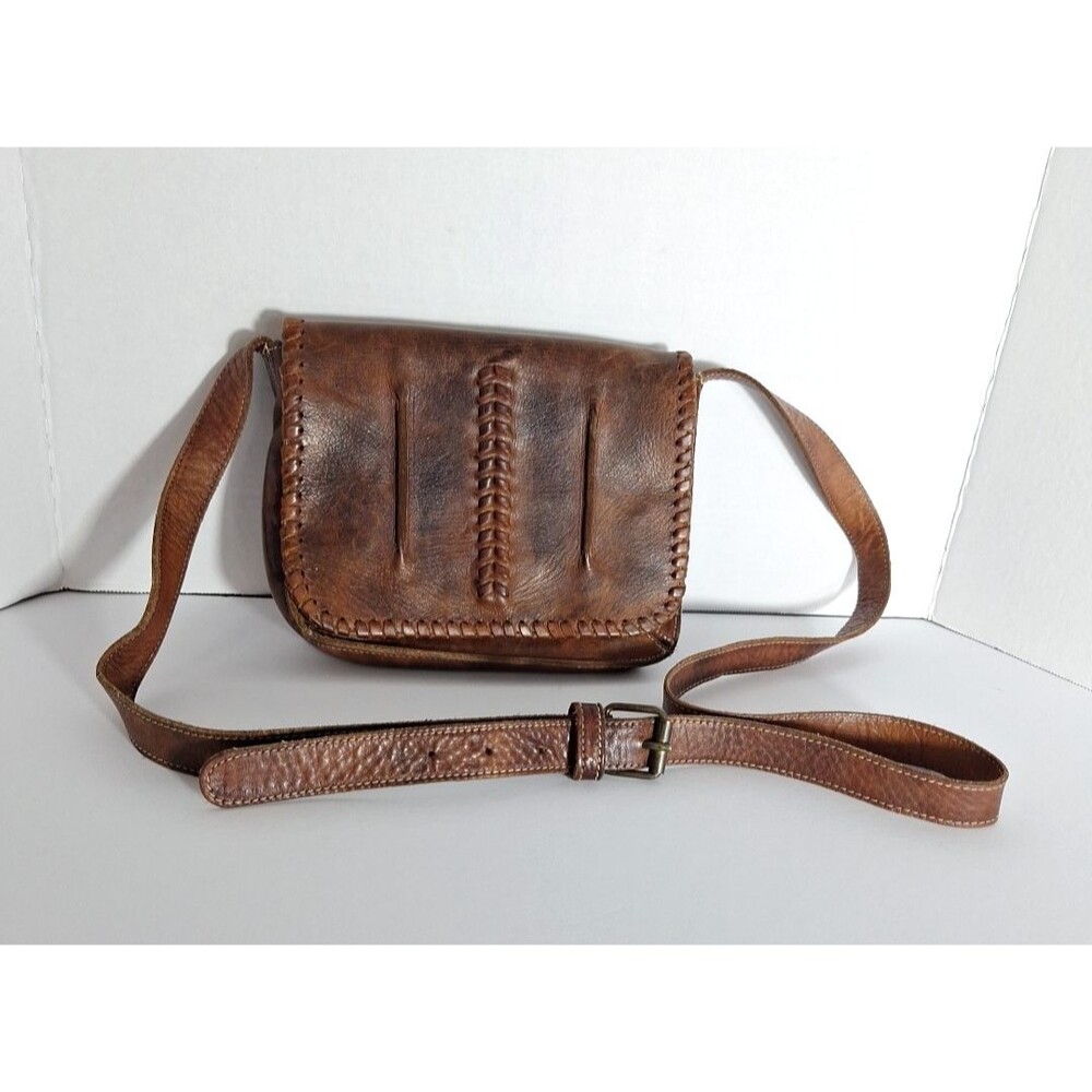 Bed Stu FRANKIE Genuine Leather Crossbody Purse Saddle Bag Chocolate Brown Boho